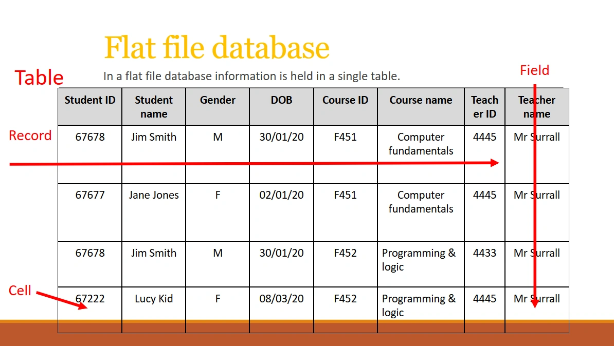 A flat file database.